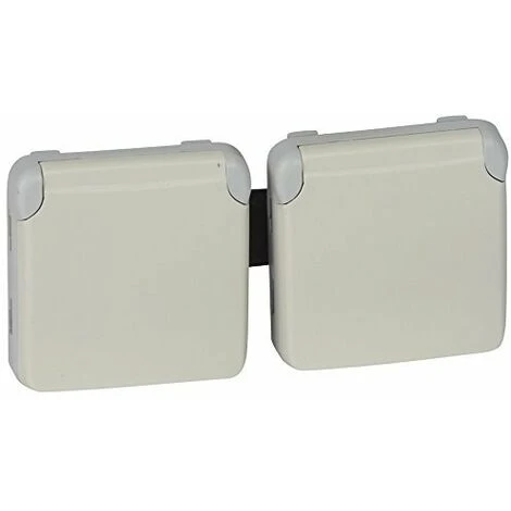 LEGRAND 069642 DOUBLE PRISE DE COURANT ÉTANCHE 2P+T PRÉCÂBLÉES À L'HORIZONTALE PLEXO COMPOSABLE IP55, 16A, 250V, BLANC LEGRAND 069642 DOUBLE PRISE DE COURANT ÉTANCHE 2P+T PRÉCÂBLÉES À L'HORIZONTALE PLEXO COMPOSABLE IP55, 16A, 250V, BLANC -LEGRAND Soldes 60947555 1