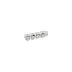 LEGRAND 049497 - RALLONGE MULTIPRISE EXTRA-PLATE AVEC 4 PRISES DE COURANT AVEC TERRE À CÂBLER - BLANC ET GRIS CLAIR