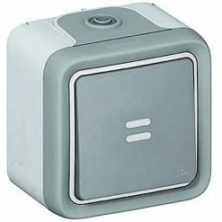 LEGRAND 069723 POUSSOIR TÉMOIN ÉTANCHE, PLEXO COMPLET SAILLIE, 10A, GRIS