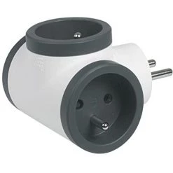 LEGRAND 049435 049435-FICHE MULTIPRISE AVEC 3 PRISES LATÉRALES AVEC TERRE-BLANC ET GRIS FONCÉ, INCOLORE, TAILLE UNIQUE