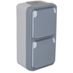 LEGRAND PLEXO DOUBLE PRISE DE COURANT 2P+T VERTICALE ÉTANCHE COMPLET GRIS IP55