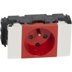 Prise De Courant Pour Goulotte Mosaic-Legrand-Rouge- 2P+T à Détrompage - Rouge