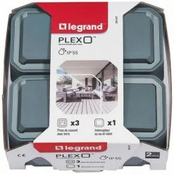 LEGRAND - Plexo Gris Complet Lot De 3 Prises 2p+t Et 1 Interrupteur