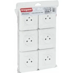 LEGRAND Lot De 6 Prises De Courant 2P+T 16A Complet Mosaic - Blanc