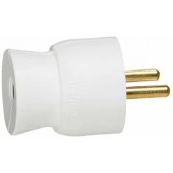 LEGRAND Fiche Plastique 2P+T 16A à Sortie Droite Avec étiquette Avec Gencod - Blanc