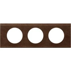 LEGRAND Plaque Céliane Matières 3 Postes - Finition Cuir Brun Texturé