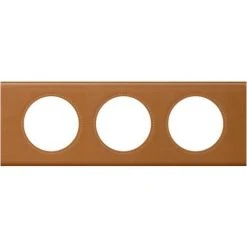 LEGRAND Plaque Céliane Matières 3 Postes - Finition Cuir Caramel