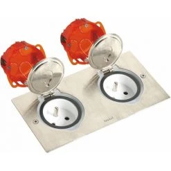 LEGRAND Double Prise De Sol Inox étanche IP 44 Clapet De Protection + Boite à Encastrer