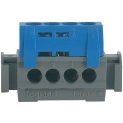 LEGRAND Bornier De Neutre - 4 Bornes Pour Câble 1,5 à 16mm ² - Bleu