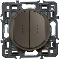 LEGRAND Double Interrupteur Témoin (voyant Fourni) Céliane Soft - 10A - Graphite