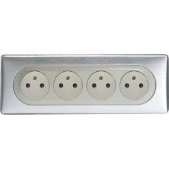 LEGRAND Quadruple Prise De Courant Céliane Surface Complet + Boite à Encastrer - Alu