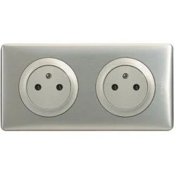 LEGRAND Double Prise De Courant Céliane Surface Avec Plaque + Boite à Encastrer - Titane